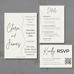 Elegant Minimalist Wedding Suite | Customizable Canva Template | Printable Minimalist Wedding Suite | Instant Download | RSVP + Details Card