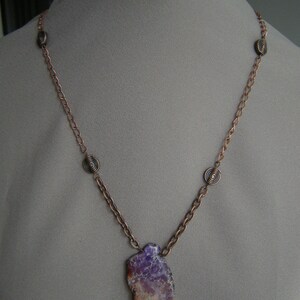 Copper Chained Purple Brown Dyed Jasper Necklace/Purple Dyed Jasper Pendant image 5