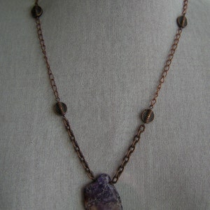 Copper Chained Purple Brown Dyed Jasper Necklace/Purple Dyed Jasper Pendant image 3