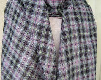 Black Pink Green Grey Double Sided Plaid Cotton Scarf