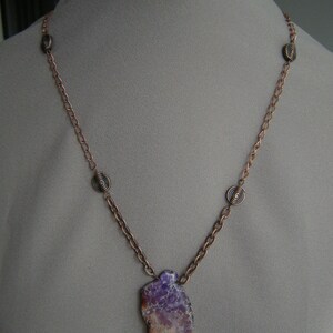 Copper Chained Purple Brown Dyed Jasper Necklace/Purple Dyed Jasper Pendant image 2