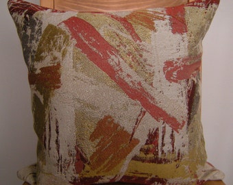 Beige Red Green Orange Printed Cushion Cover 16"x16"