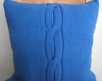 Knitted Blue Cushion Cover 16'x16"