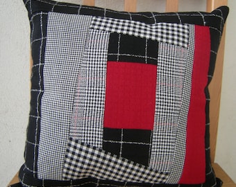 Red Black White Plaid  Cusion Cover 14"x14"/ Pillow Cover 14"x14"