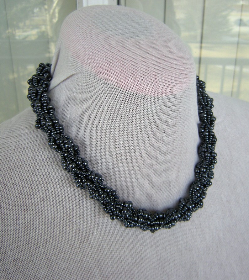 Sparkly Beaded Necklace with Small Gun Metal Cross Pendant main image 1