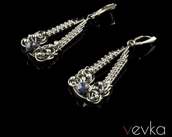 The Ramen Girl Earrings - Sapphire and Silver