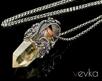 Three Wishes Pendant - Citrine