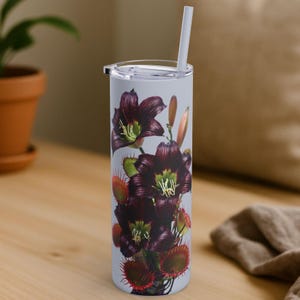 Venus Fly Trap Goth Floral Tumbler, Matte Travel Mug, Dark Academia Aesthetic, Botanical Gift for Plant Lovers, Dark Cottagecore