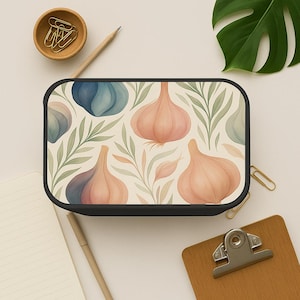 Pastel Garlic Bento Box for Teachers, Nurses or Foodies, Japanese Style, Eco-Friendly PLA Container, Meal Prep and On the Go Food Storage