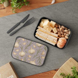 Garlic Bento Box for Teacher, Nurse or Foodie, Eco-Friendly PLA Container, Meal Prep and On-the-Go Food Storage