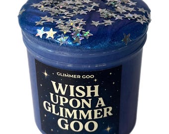 Wish Upon A Glimmer Goo | Clear Slime Base with Color-Shifting Blue Pigment & Silver Star Confetti