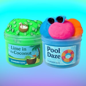 Tropisches Icee Slime Bundle: Pool Daze & Lime in der Kokosnuss
