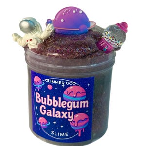Bubblegum Galaxy Glitter Slime: Space Charms, Bubblegum Scent