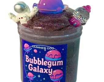 Bubblegum Galaxy – Glitter Slime, Bubblegum Scented Slime for Kids, Space Themed Slime Gift with Galaxy Charms, Bubblegum Machine Charm