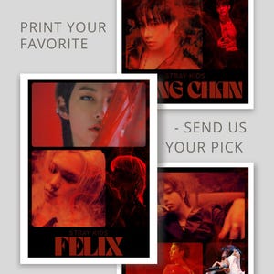 Poster estetico rosso degli Stray Kids, poster stampabile dei membri SKZ, poster stampabile degli Stray Kids