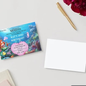 Editable Little Mermaid Birthday Invitation | Under the Sea Ariel Party Invite | Birthday Template | Instant Download