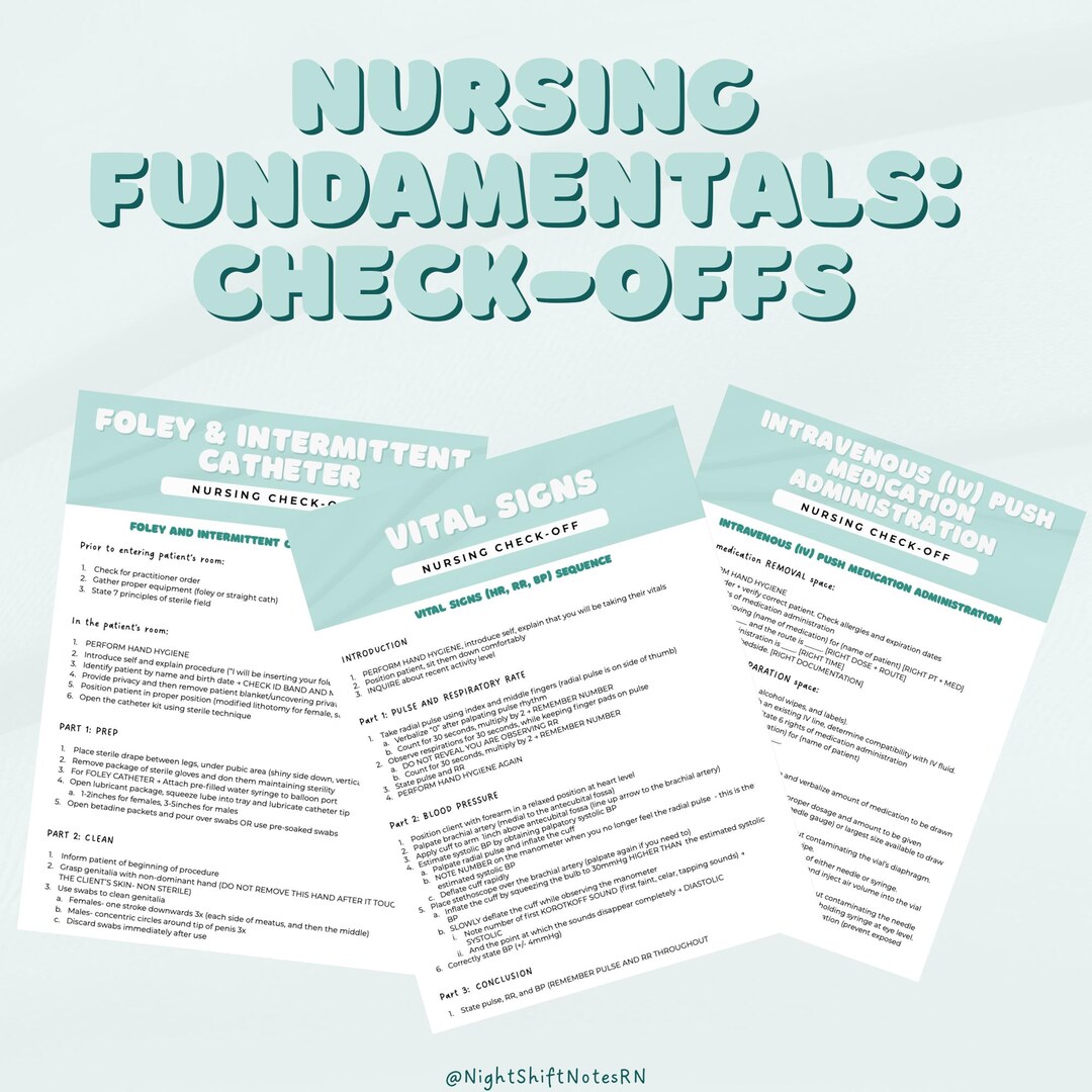 Clinical Rotation Lab Example In Notes Nursing Student Fundamentals Clinicals Check-off Study Guide - Nursing ...