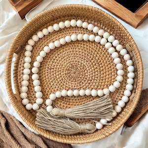 15&quot; Round Handmade Rattan Tray with Handles - Eco Friendly, Multipurpose Wicker Tray for Kitchen, Coffee Table, Home Decor, Organization.