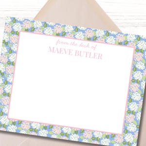 Carte de correspondance personnalisée hortensia – Modèle canva modifiable | Papeterie imprimable, cadeau pour elle