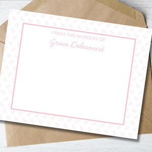 Tarjeta de notas para la guardería con un patito rosa: plantilla editable de Canva / Papelería imprimible para bebé, regalo para mamá primeriza, tarjeta de agradecimiento para baby shower