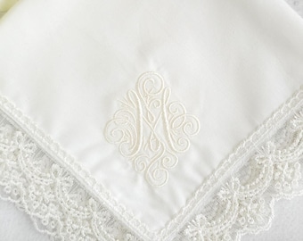 Pañuelo bordado con monograma, pañuelo de encaje personalizado para bodas, regalo para la madre de la novia