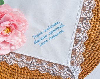 Personalised Wedding Handkerchief, Custom Embroidered Handkerchiefs, Lace Handkerchief, Lace Hankie