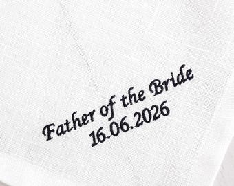 Pañuelo de bolsillo de lino personalizado, pañuelo de boda con monograma, pañuelo de hombre personalizado.