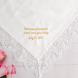 Custom Handkerchief, Embroidered Wedding Handkerchief, Bridal Keepsake Gift, Pocket Square, Embroidered Wedding Napkins