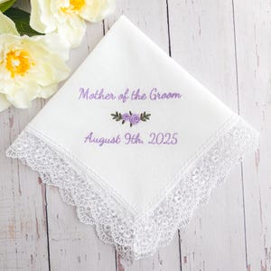 Wedding Handkerchief for Bride, Personalized Embroidered Bridal Handkerchief, Lace Handkerchief, Lace Hankie