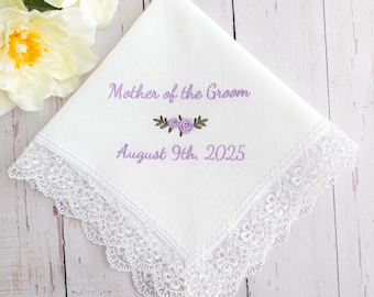 Wedding Handkerchief for Bride, Personalized Embroidered Bridal Handkerchief, Lace Handkerchief, Lace Hankie