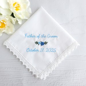 Custom Handkerchief for Dad, Personalized Mom Handkerchief, Embroidered Hankies, Wedding Handkerchief Ladies