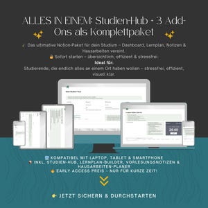 Pakiet Notion Premium Study: Szablon dla studenta + Plan nauki, Notatki z wykładów i Narzędzia do prac semestralnych