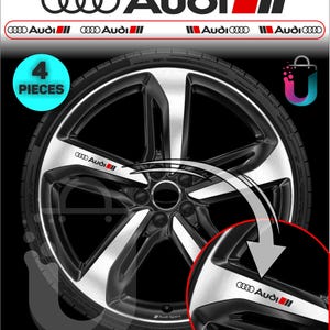 4x Audi 10cm S-Line Alloy Wheel Rim Decal Set – Fits A3, A4, A6, A7, A8, Q5, Q7, RS Models For Alloy Wheels