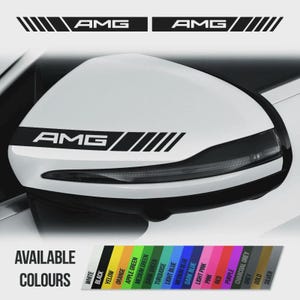 2x Mercedes-Benz AMG Rearview Mirror Stickers – Racing Stripe Decals