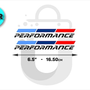 2x BMW Performance Decals 16.5cm Vinyl Stickers for Side Mirrors or Door Handles – Black, White, Silver, Matte Gold, Red. Badge Emblem Logo