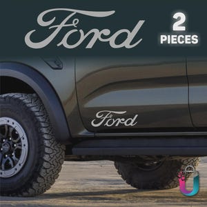 Ford Silver Decals – 2pcs 9.6&quot; Sports Stripes Stickers | Emblem Logo Car Graphics