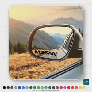2x Nissan Logo Small Mirror Stickers – Car Vinyl Decals for Qashqai, Juke, X-Trail, Micra