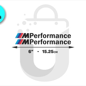2x BMW Performance Decals – 15.5cm Vinyl Stickers for Side Mirrors or Door Handles Black, White, Silver, Matte Gold, Red. Badge Emblem Logo