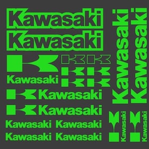 15-Piece Kawasaki Racing Vinyl Decal Set – Premium Logo Stickers for Motorcycles & Gear