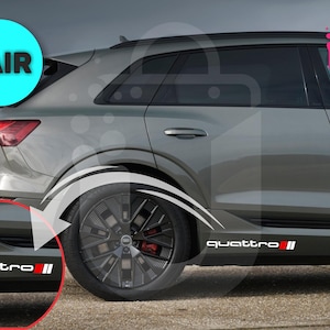 2x Audi QUATTRO 11&quot; Decals Racing Badge Stickers – Custom Decals for Side Skirts, Doors Bottom, Hood, or Panels – Available in 5 Colors
