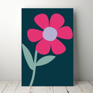 Art floral abstrait audacieux - impression minimaliste de fleurs roses - décoration murale moderne colorée - impression numérique pour téléchargement immédiat