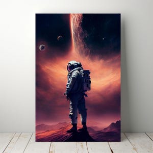 Astronaut Space Wall Art, Sci-Fi Digital Print Download, Cosmic Galaxy Poster, Outer Space Landscape Decor, Futuristic Universe Artwork