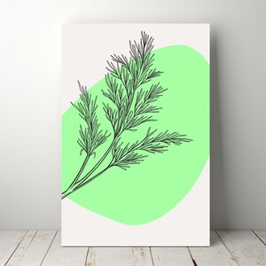 Kraut Botanische Wandkunst druckbare, minimalistische Küchenkräuter-Druck, Grünpflanze Illustration Download, digitale Natur Poster, digitale Wandkunst