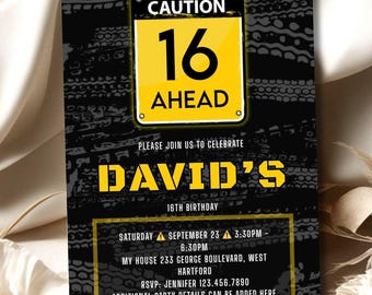 Speed Limit Birthday Invitation: Editable Canva Template (Digital Download 5x7in Card)