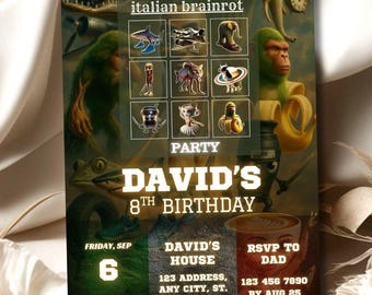 Italian Brain Rot Party Invitation: Funny Viral Theme (Digital Template 5x7in, Jet Template Edit
