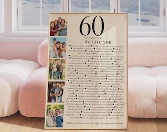Personalized 60 Reasons We Love You Poster: Birthday Gift Template (Digital Download)