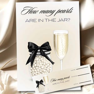 Pearl Bridal Shower Game: How Many Pearls, Editable Template (5x7 inches, Digital Download)