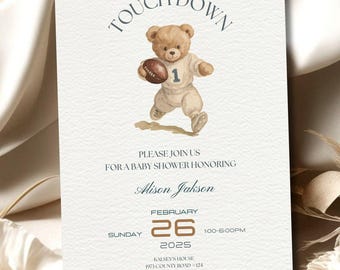 Football Baby Shower Invitation: Editable All-Star Sports Theme (Digital Download 5x7 in Template)