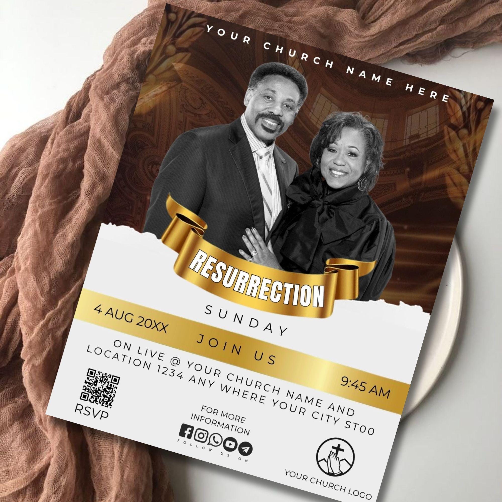 Spring Sunday Service Flyer Resurrection Sunday Church Flyer | Editable Canva Template | Easter ...