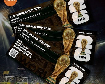 Aangepast ticket WK 2026 | Wedstrijddagticket | Bewerkbare verjaardagsvoucher voor hem | Digitale download | Voetbalcadeau